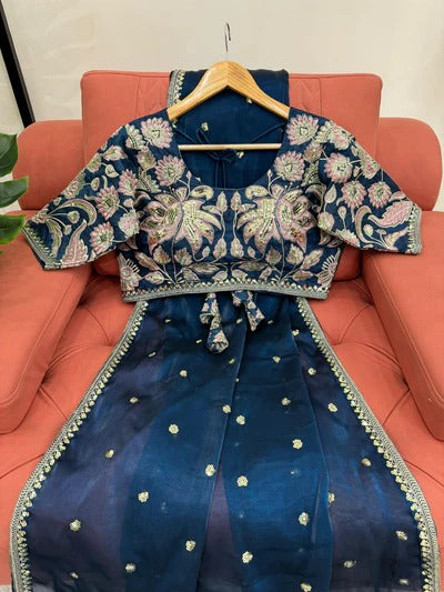 Shimmery Tissue Designer Saree
