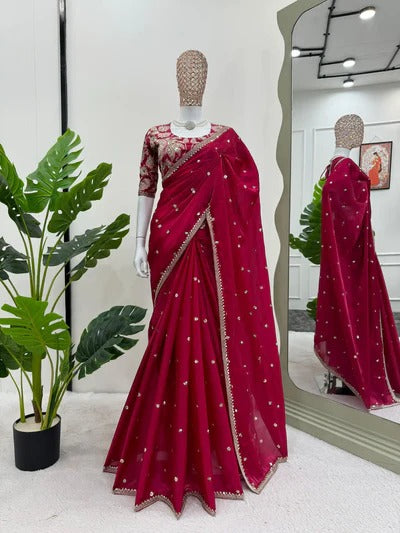 Shimmery Tissue Designer Saree