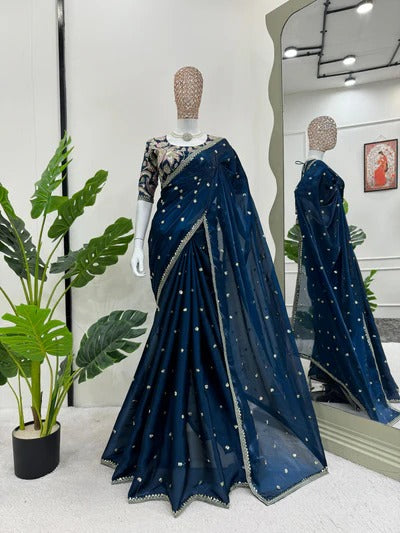 Shimmery Tissue Designer Saree