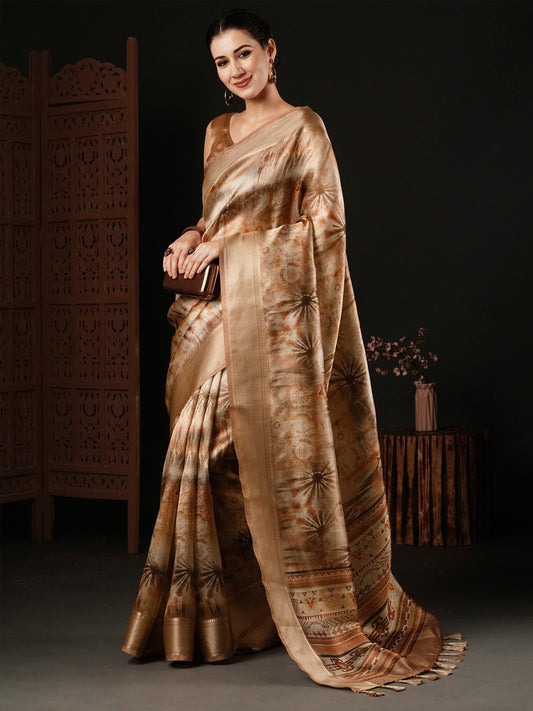 Tissue Banarasi Silk Printed Designer Saree