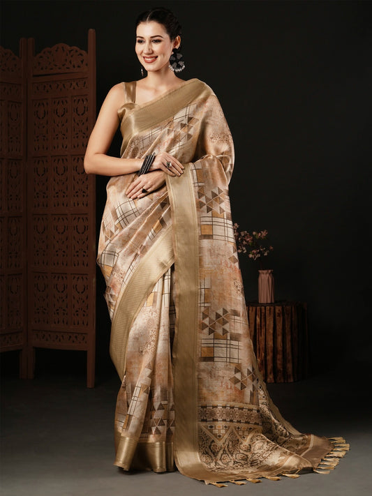 Tissue Banarasi Silk Printed Designer Saree